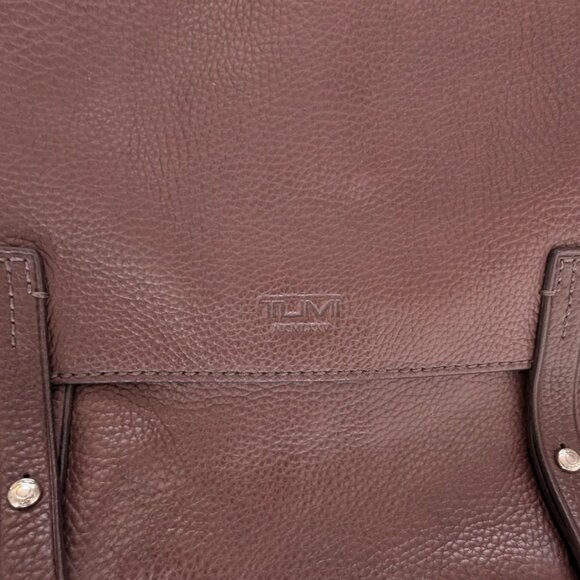 Tumi East West Albuquerque Brown Pebbled Leather Messenger Briefcase Laptop Bag - Picture 4 of 11